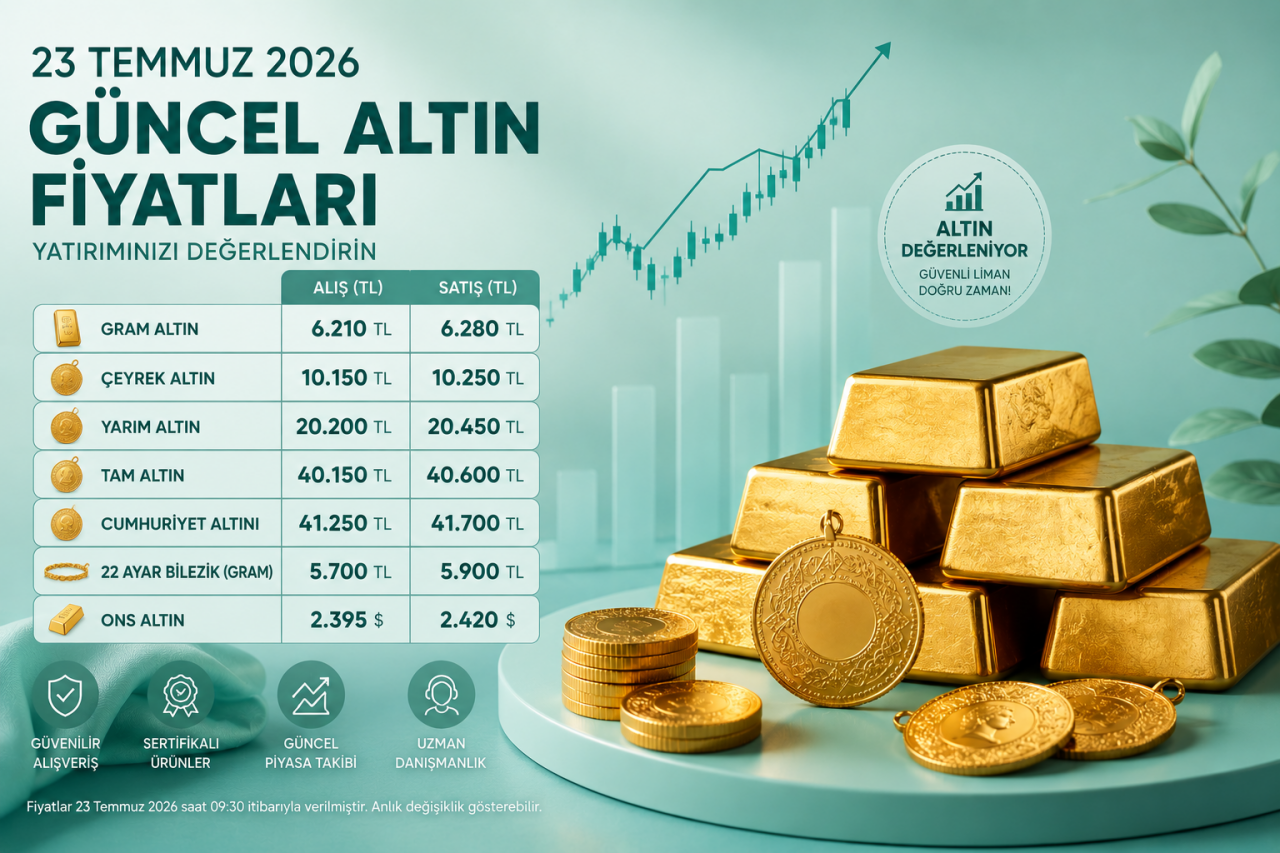23 Temmuz 2026 Güncel Altın Fiyatları | Gram ve Çeyrek Altın