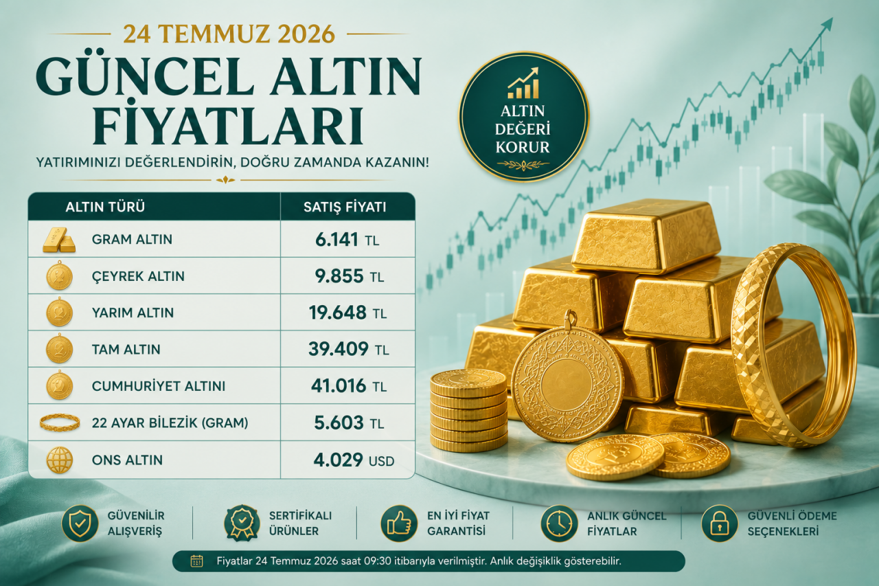 24 Temmuz 2026 Güncel Altın Fiyatları | Gram ve Çeyrek Altın