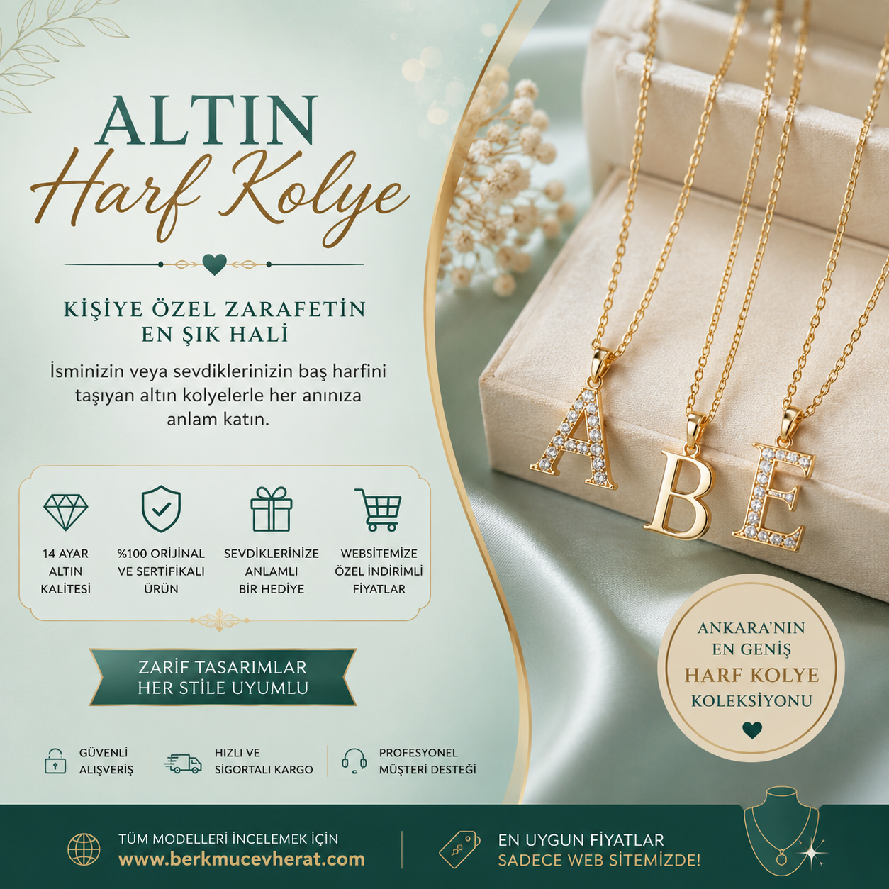 Altın Harf Kolye Modelleri | 14 Ayar Harf Kolye Fiyatları
