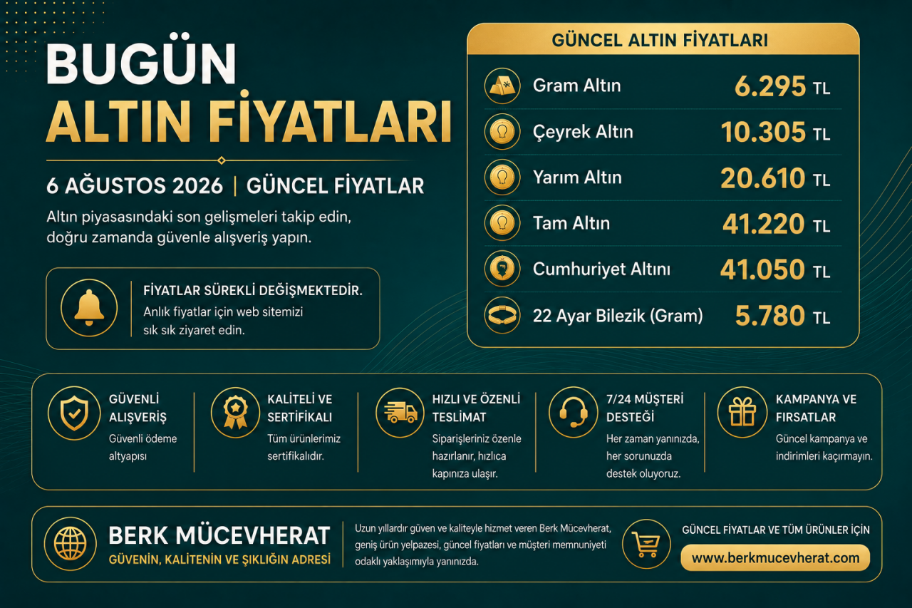 Bugün Altın Fiyatları | 6 Ağustos 2026 Güncel Gram Altın ve Çeyrek Altın Fiyatları