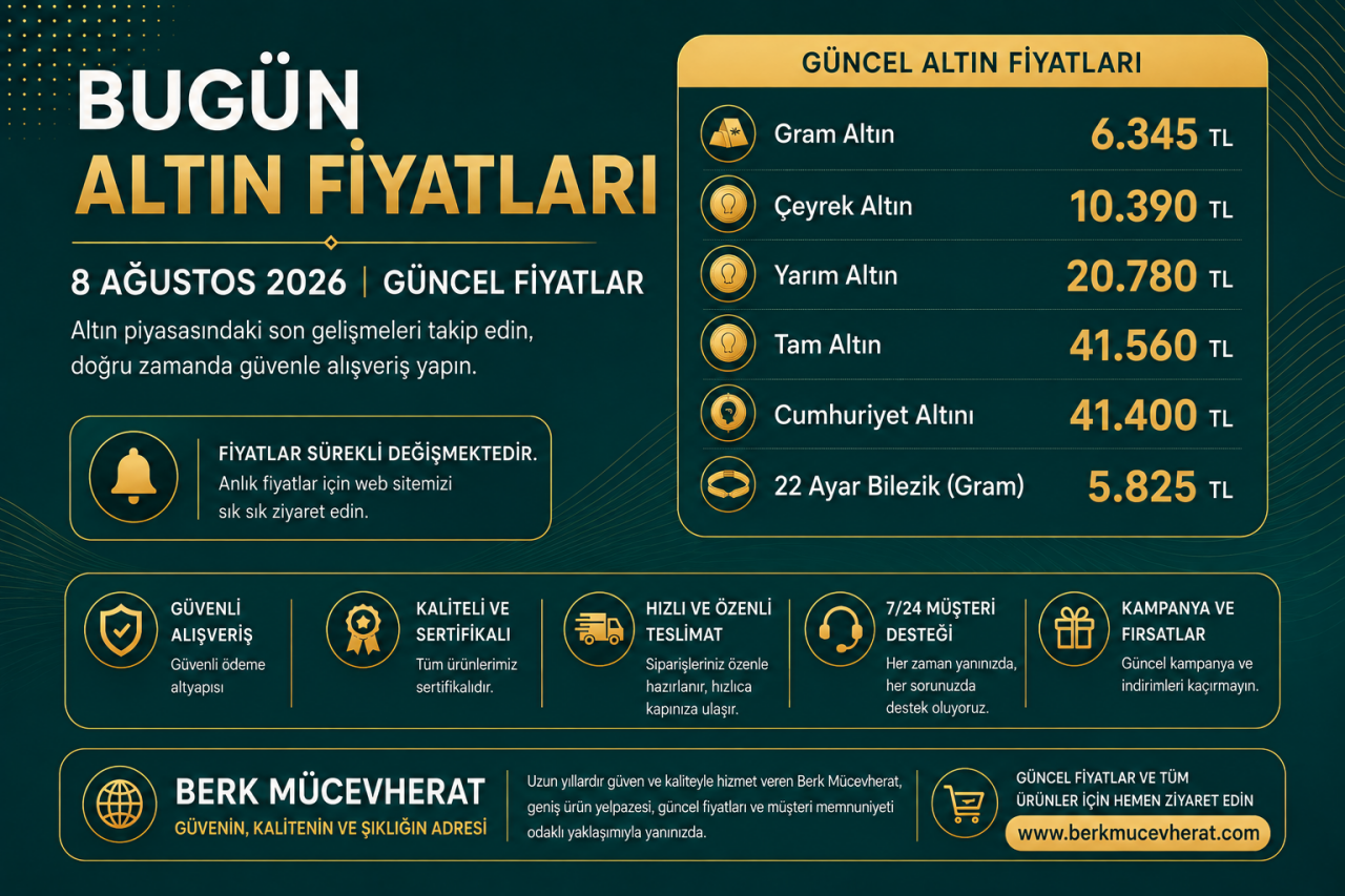 Bugün Altın Fiyatları | 8 Ağustos 2026 Güncel Gram Altın ve Çeyrek Altın Fiyatları