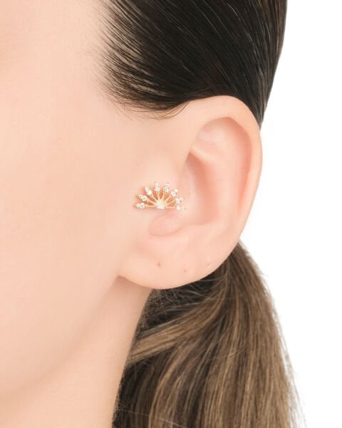 14 Ayar Altın Taşlı Yelpaze Figürlü Tragus Küpe
