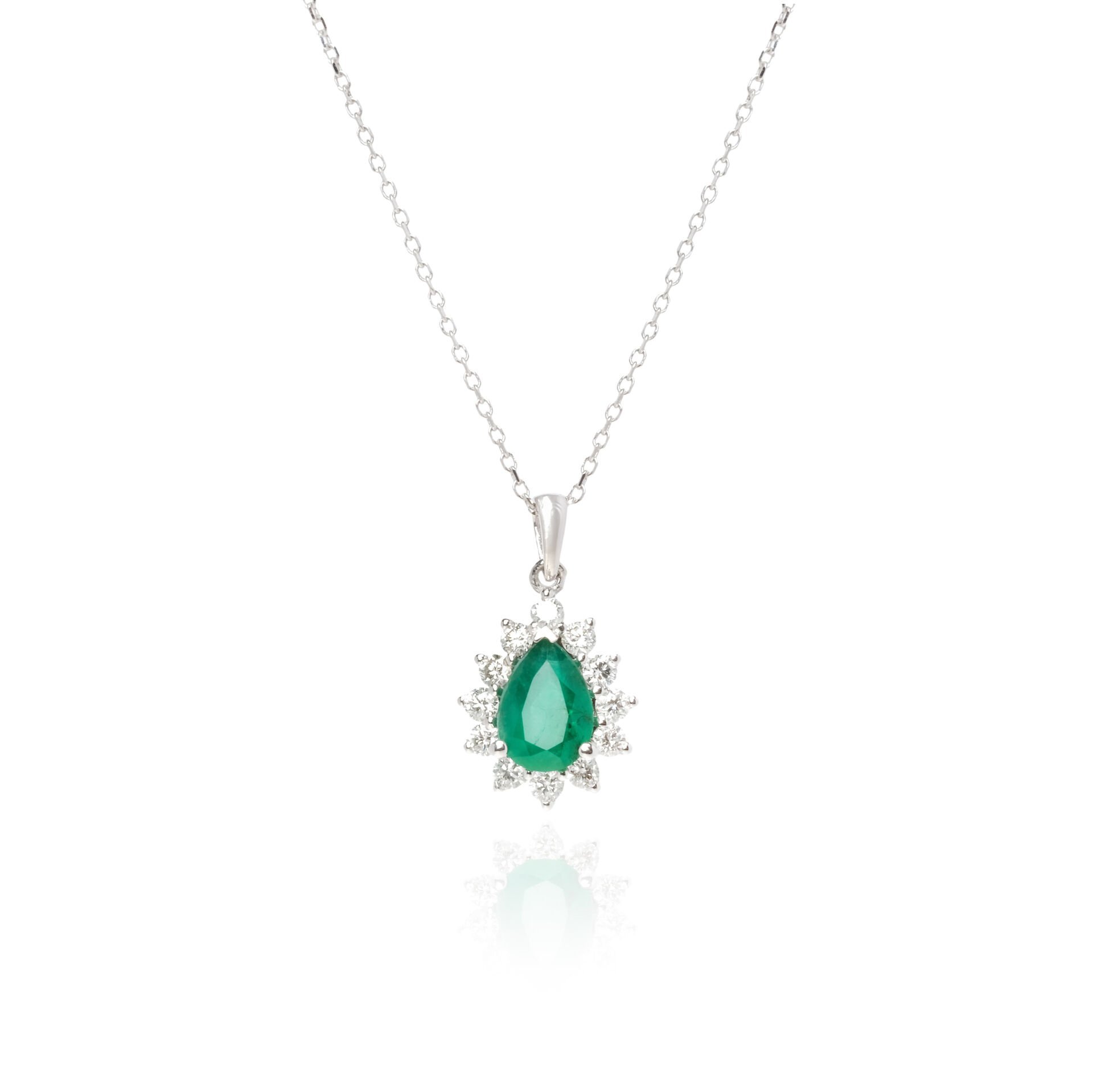 Pırlanta Zümrüt Taşlı Damla Model Kolye