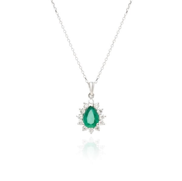 Pırlanta Zümrüt Taşlı Damla Model Kolye
