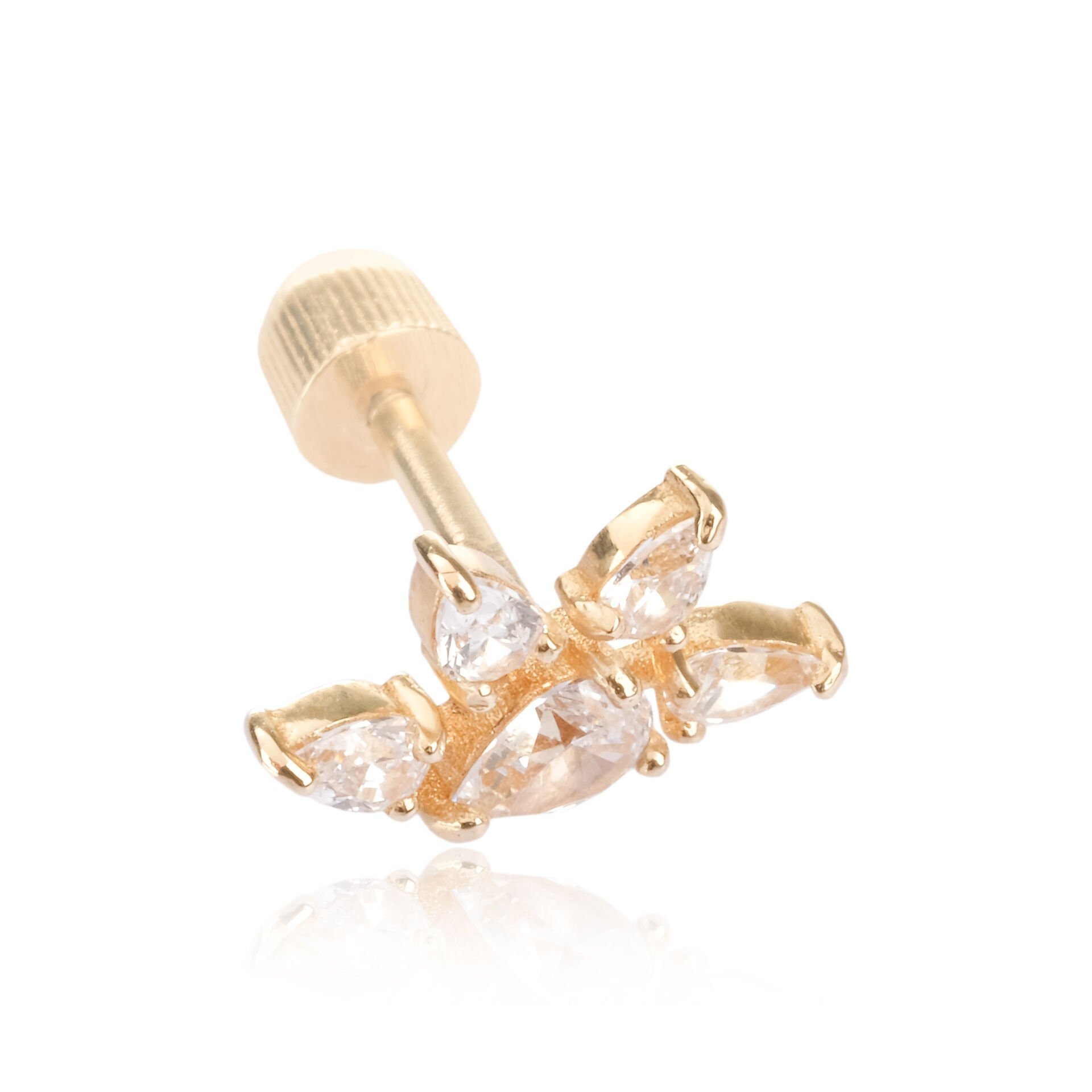 14 Ayar Altın Damla Taşlı Tragus Küpe