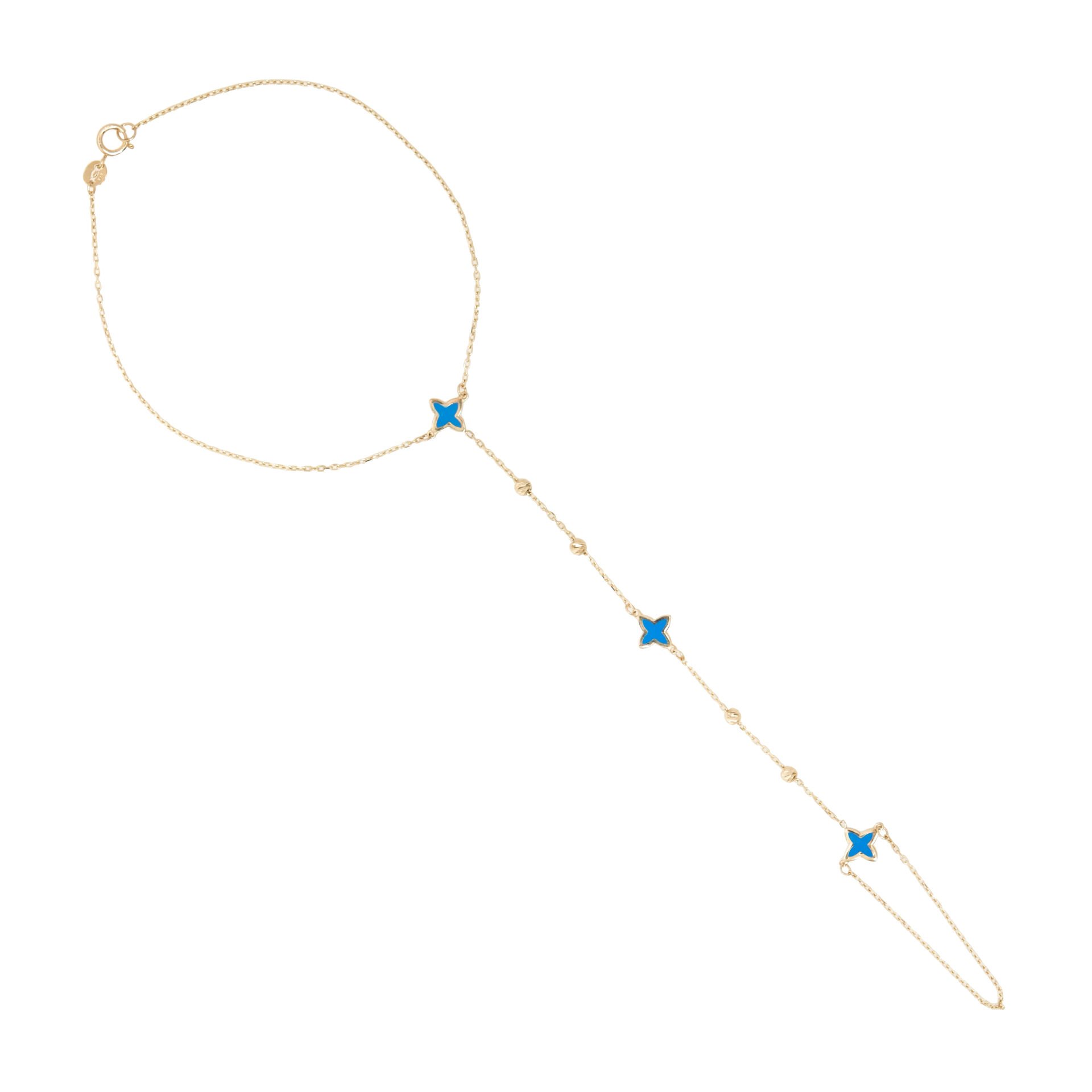 14 Ayar Altın Mavi Mineli Yonca Figürlü Şahmeran