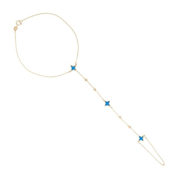 14 Ayar Altın Mavi Mineli Yonca Figürlü Şahmeran