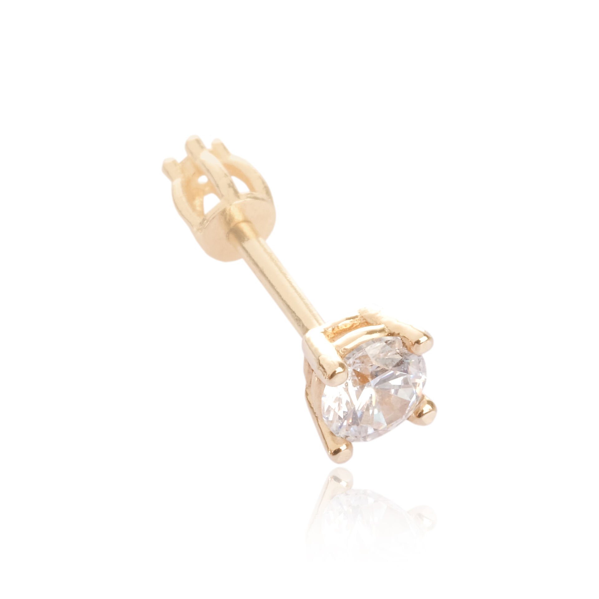 14 Ayar Altın Tektaşlı Tragus Küpe