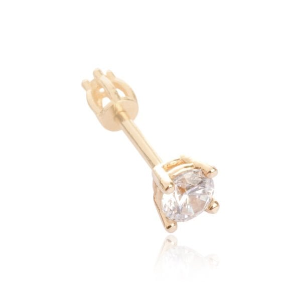 14 Ayar Altın Tektaşlı Tragus Küpe