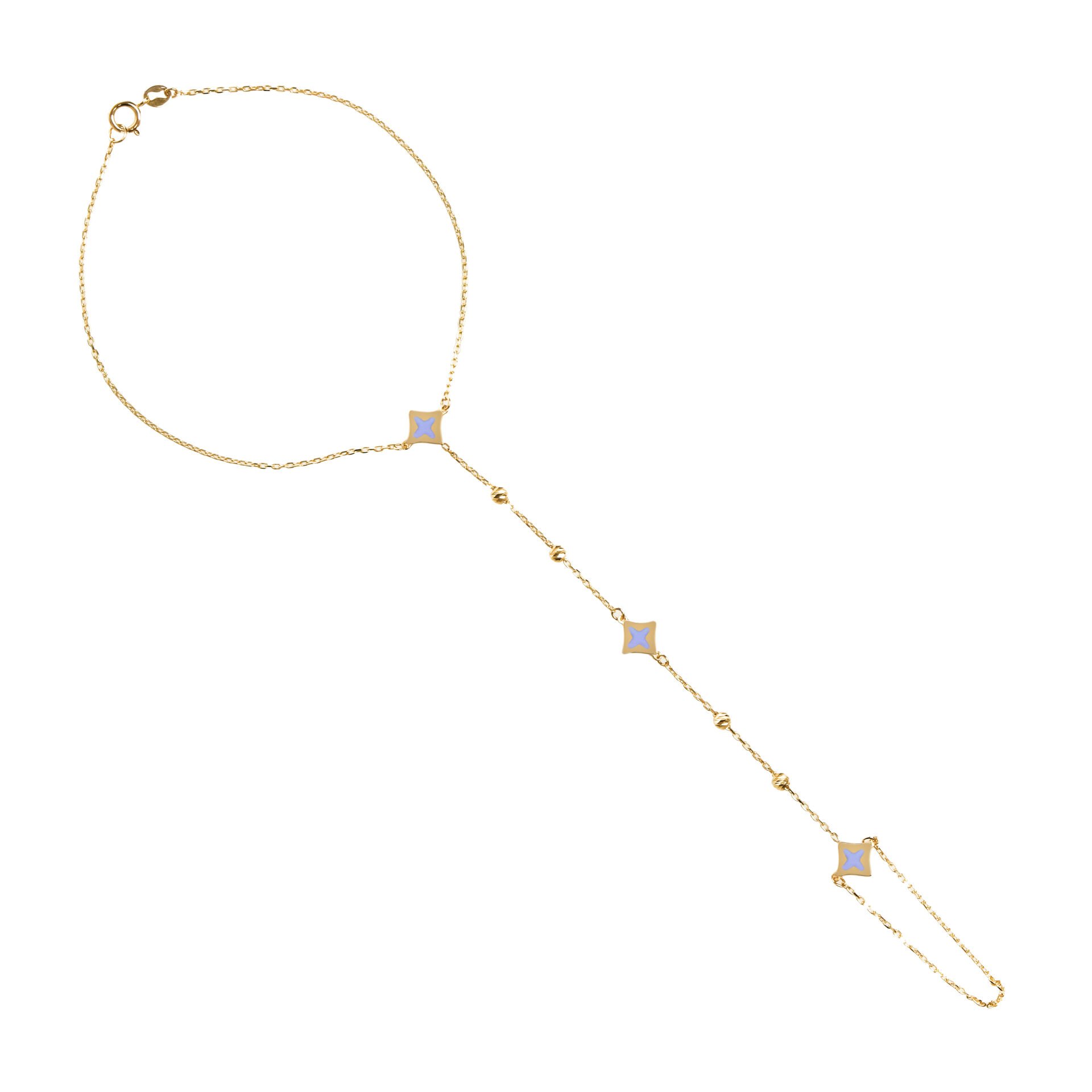 14 Ayar Altın Mor Mineli Yonca Figürlü Şahmeran