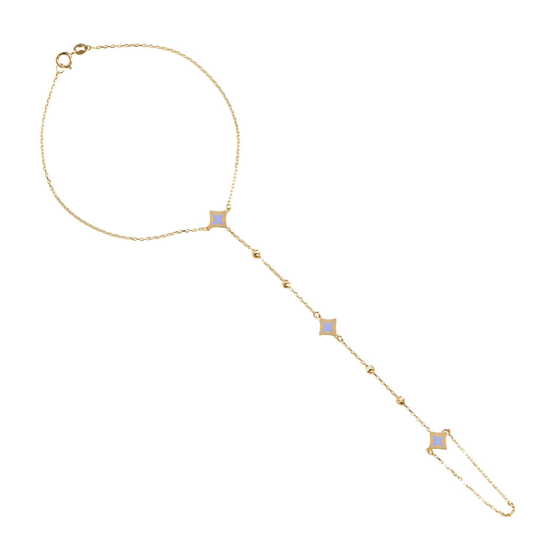 14 Ayar Altın Mor Mineli Yonca Figürlü Şahmeran