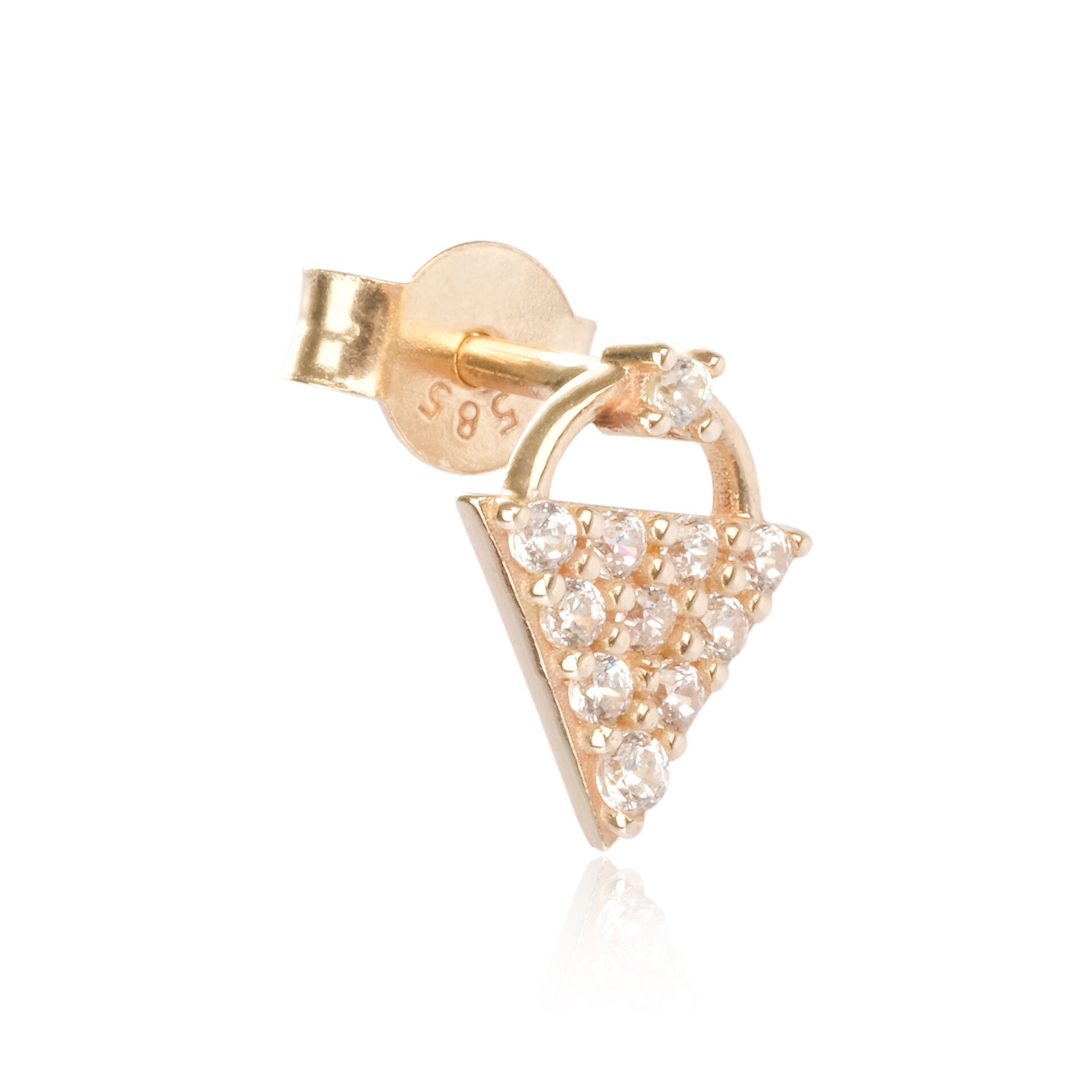 14 Ayar Altın Üçgen Taşlı Tragus Küpe