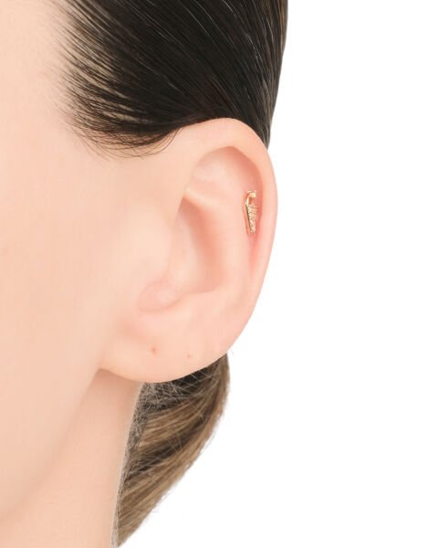 14 Ayar Altın Üçgen Taşlı Tragus Küpe
