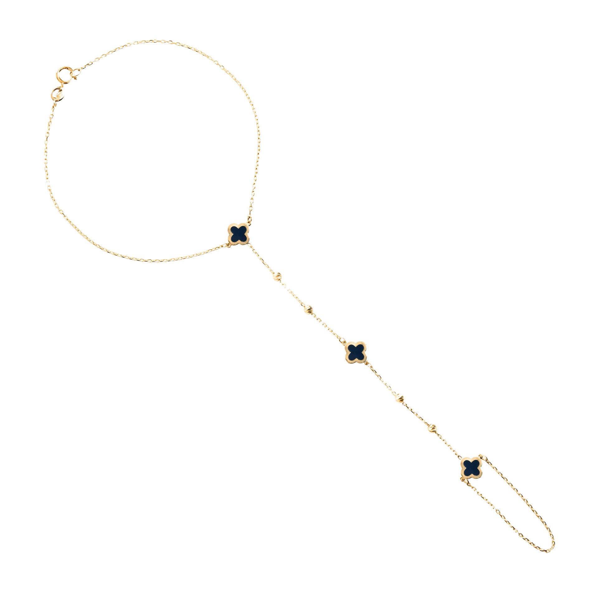 14 Ayar Altın Lacivert Mineli Yonca Figürlü Şahmeran