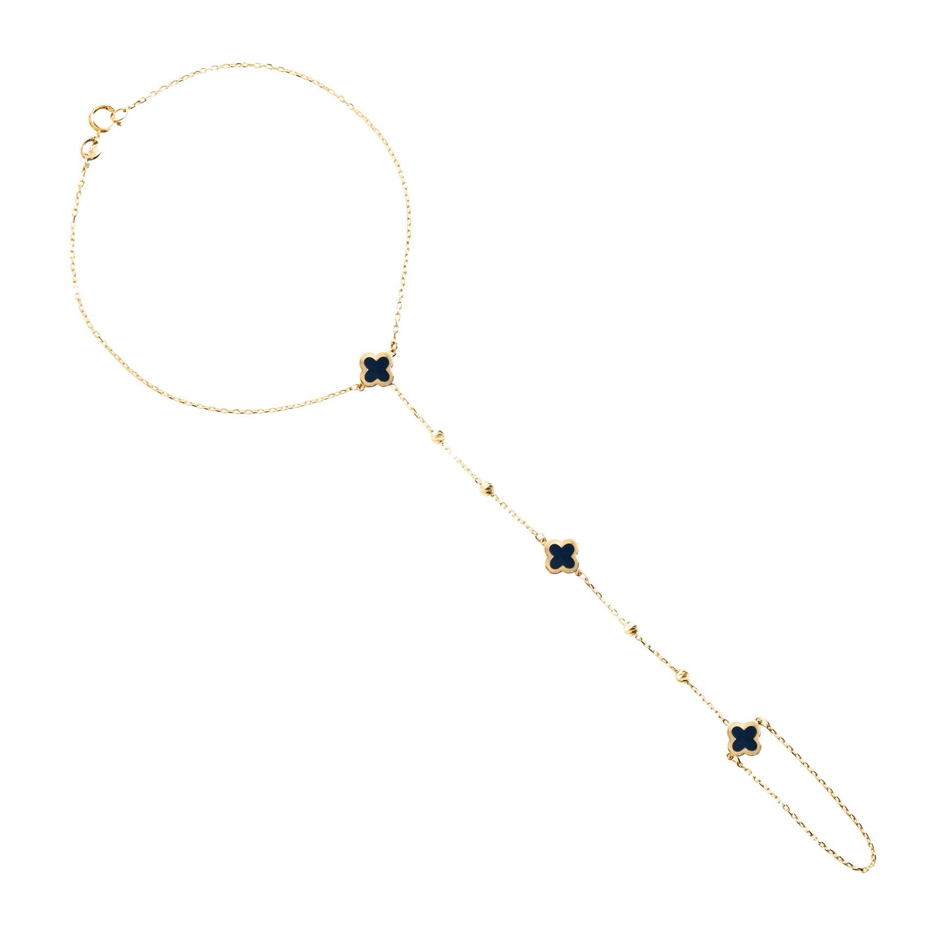 14 Ayar Altın Lacivert Mineli Yonca Figürlü Şahmeran