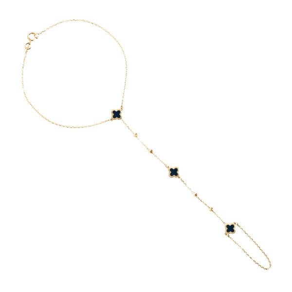 14 Ayar Altın Lacivert Mineli Yonca Figürlü Şahmeran