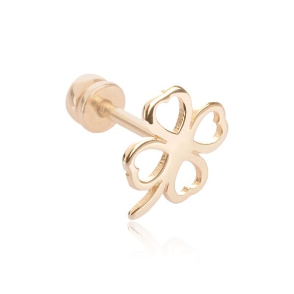 14 Ayar Altın Yonca Figürlü Tragus Küpe