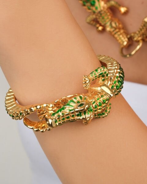 18 Ayar Altın Timsah Figürlü Özel Tasarım Bilezik