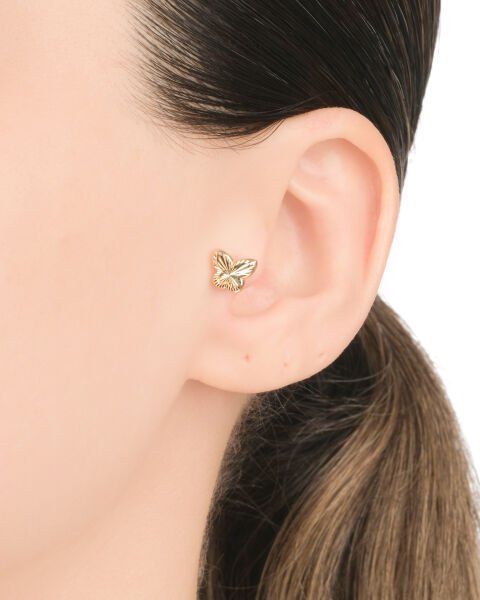 14 Ayar Altın Lazer Kesim Kelebek Tragus Küpe