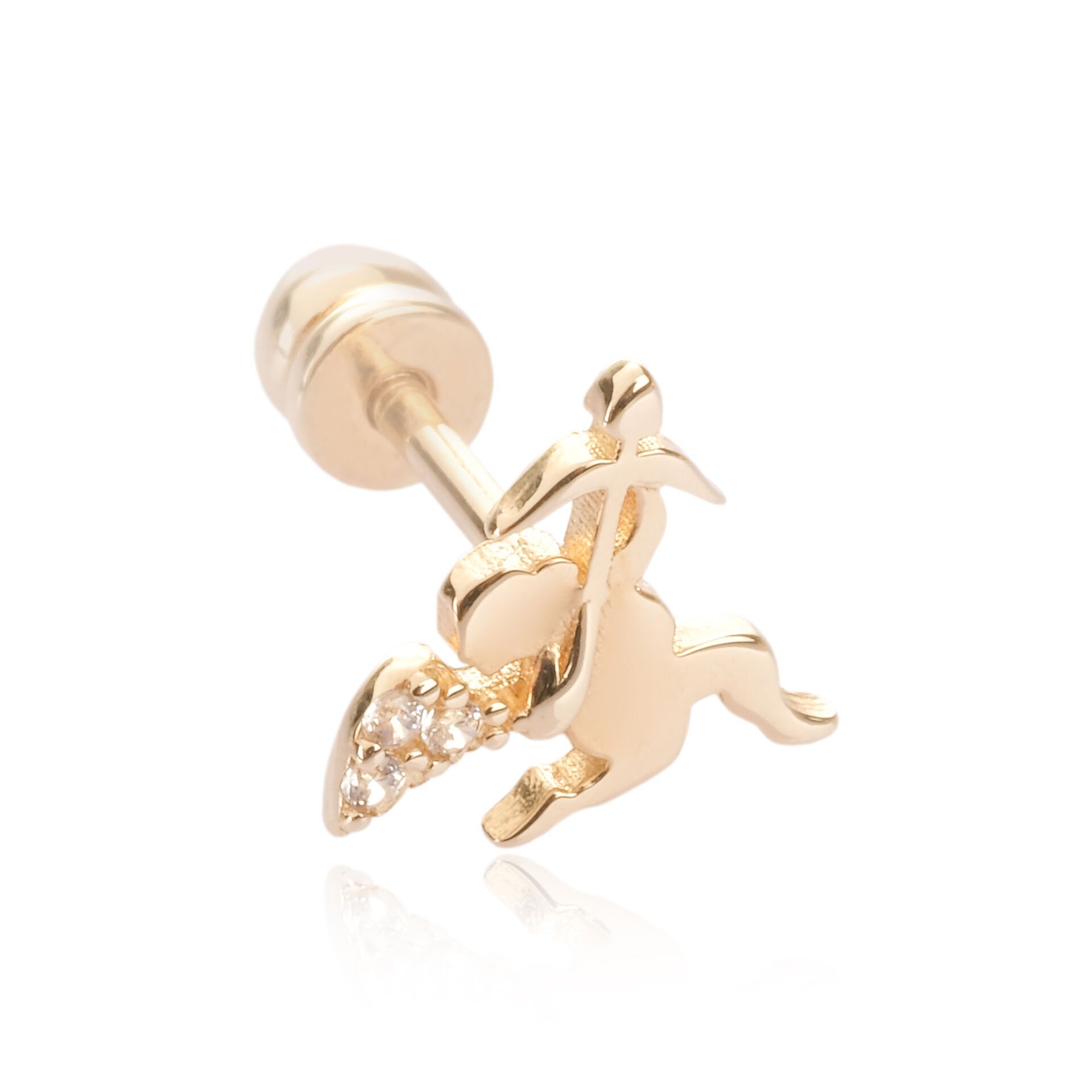14 Ayar Altın Taşlı Eros Figürlü Tragus Küpe
