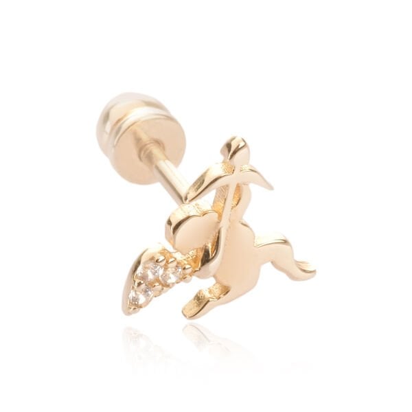 14 Ayar Altın Taşlı Eros Figürlü Tragus Küpe