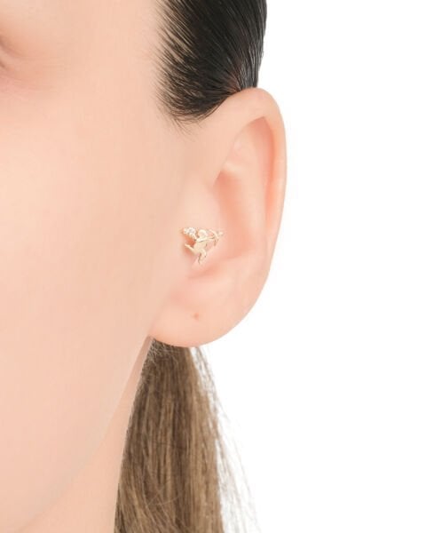 14 Ayar Altın Taşlı Eros Figürlü Tragus Küpe