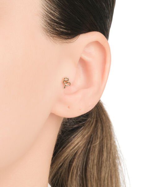 14 Ayar Altın Minimal Yılan Figürlü Tragus Küpe
