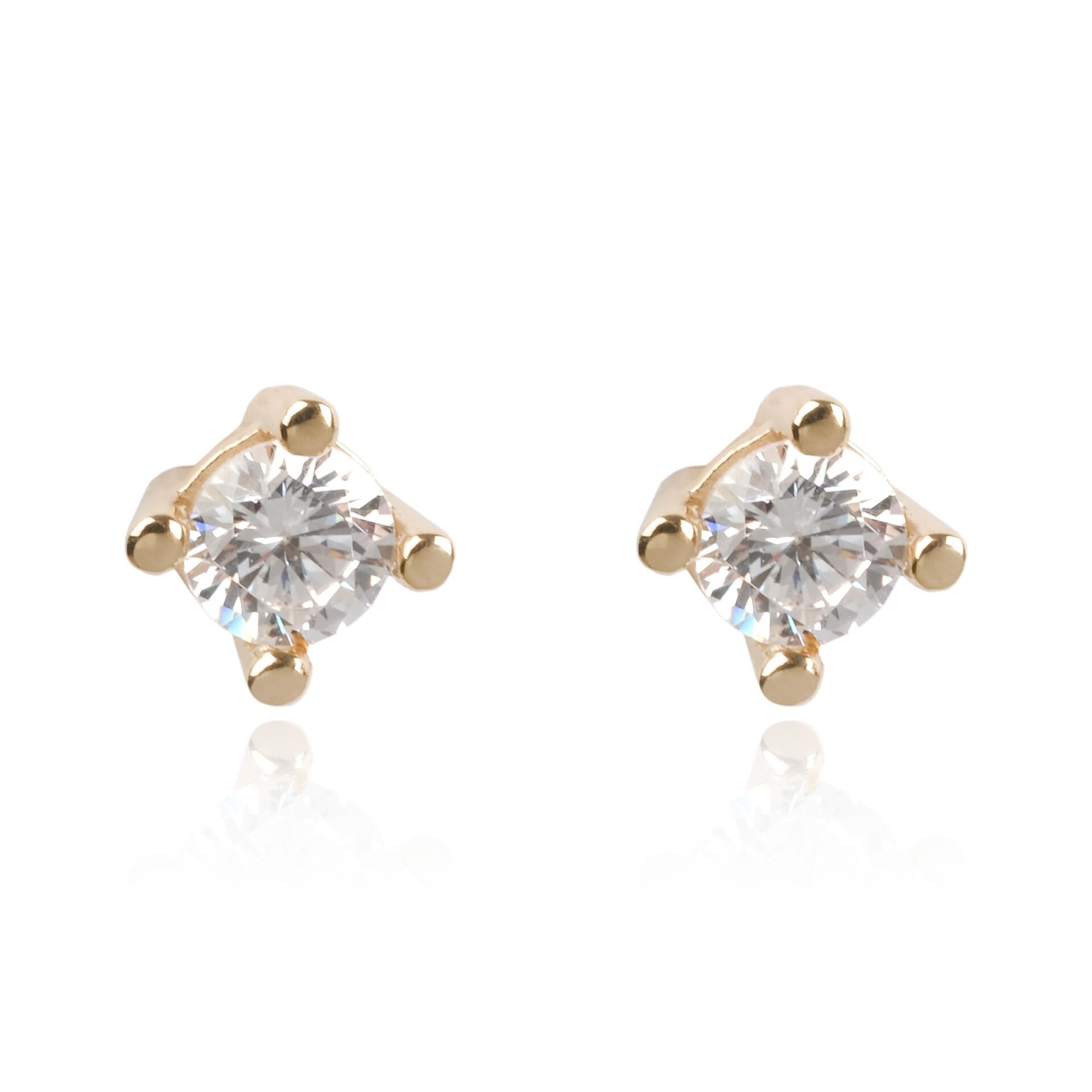 14 Ayar Altın Tektaş Küpe