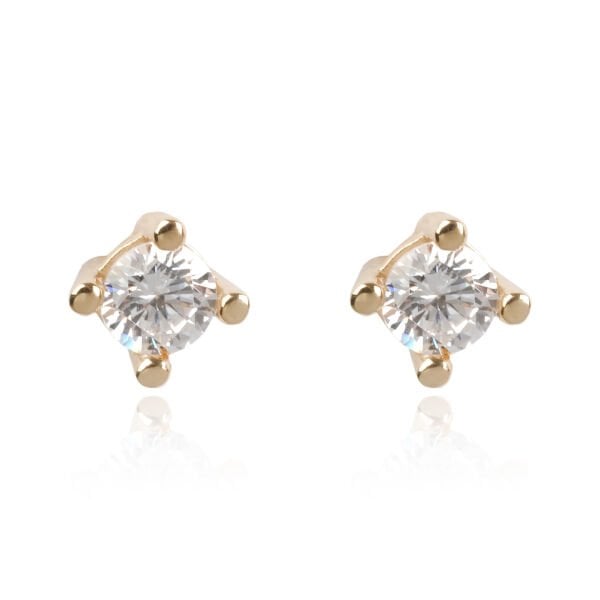 14 Ayar Altın Kadın Tektaş Model Küpe