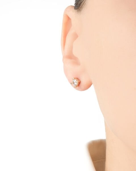 14 Ayar Altın Tektaş Küpe