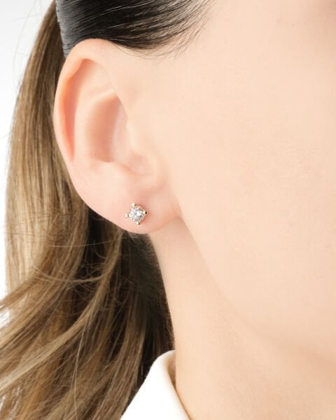 14 Ayar Altın Kadın Tektaş Model Küpe