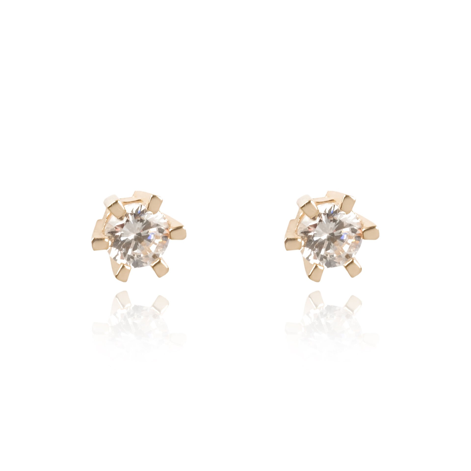 14 Ayar Altın Tektaş Küpe