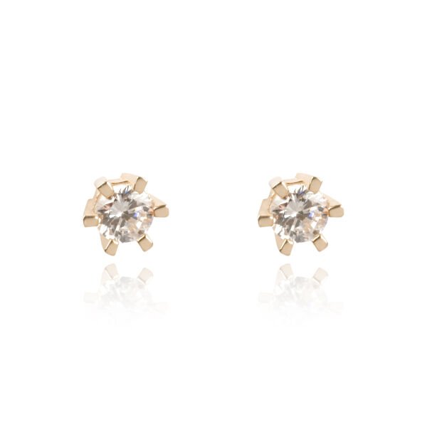 14 Ayar Altın Tektaş Küpe