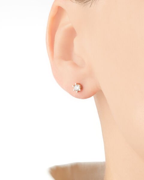 14 Ayar Altın Tektaş Küpe