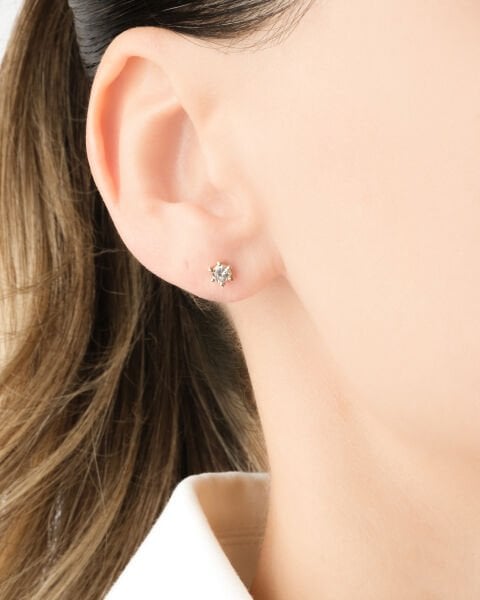 14 Ayar Altın Tektaş Küpe