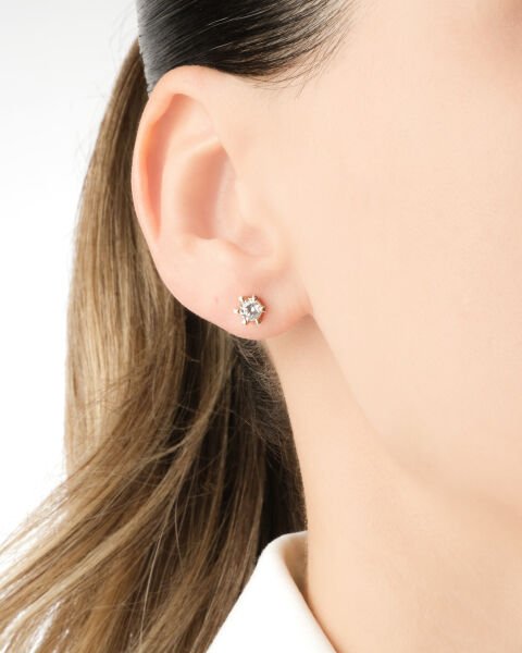 14 Ayar Altın Tek Taş Küpe