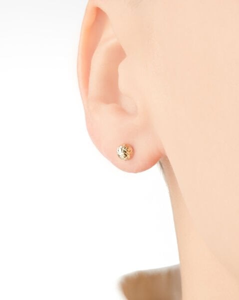 14 Ayar Altın Lazer Kesim Top Küpe