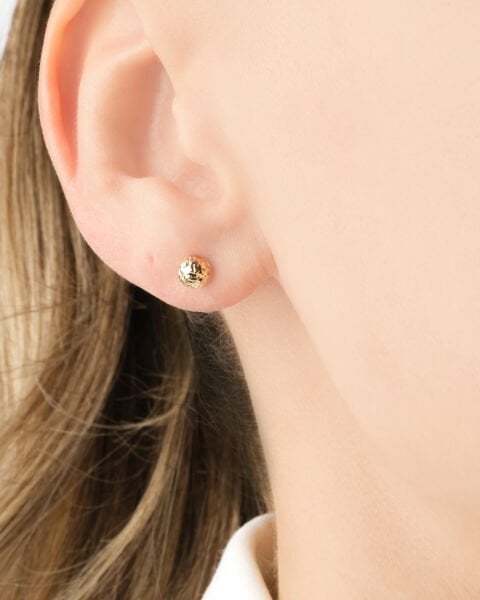 14 Ayar Altın Lazer Kesim Top Kadın Küpe