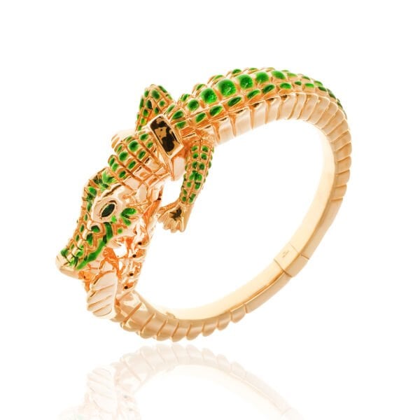 18 Ayar Altın Timsah Figürlü Set (Kelepçe, Yüzük, Gerdanlık,Küpe)