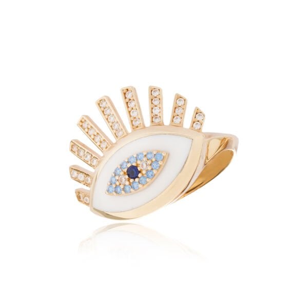 EMA 14 Ayar Altın Taşlı Mineli Göz Yüzük