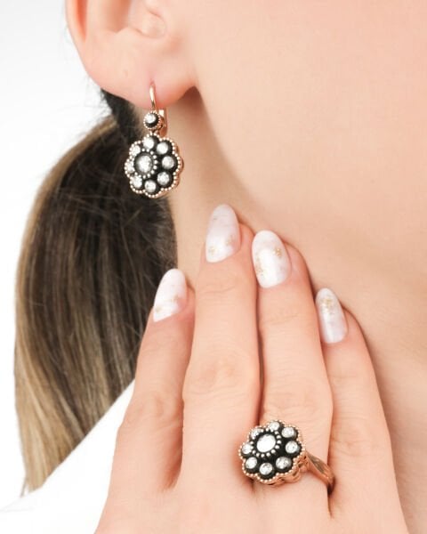 Elmas Gül Model Set  (Kolye-Küpe-Yüzük)