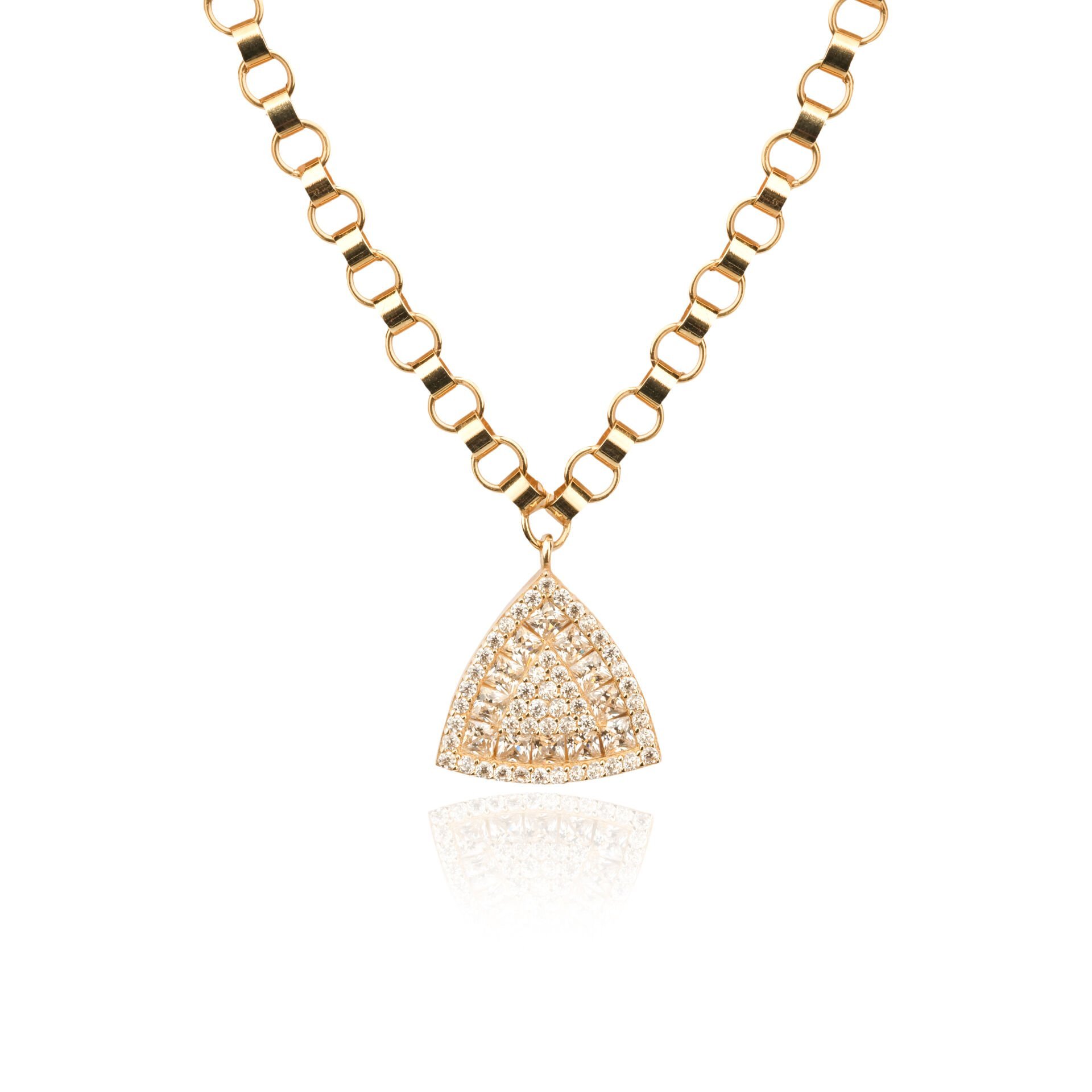 14 Ayar Altın Üçgen Taşlı Kolye