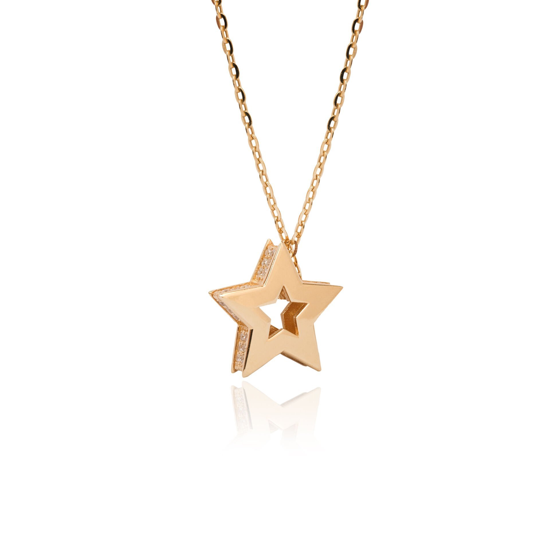 14 Ayar Altın Taşlı Yıldız Kolye