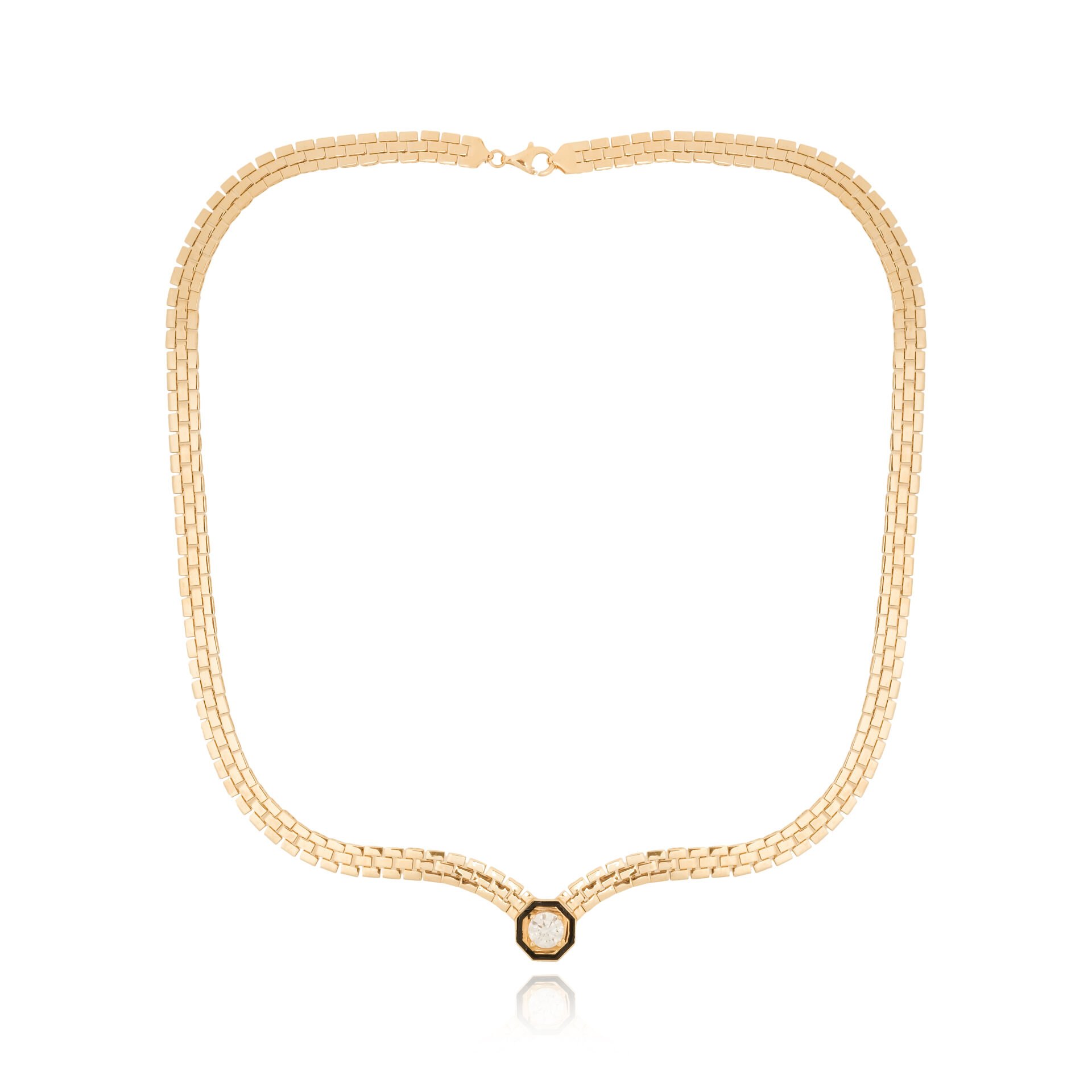 14 Ayar Altın Siyah Mineli Taşlı Kolye