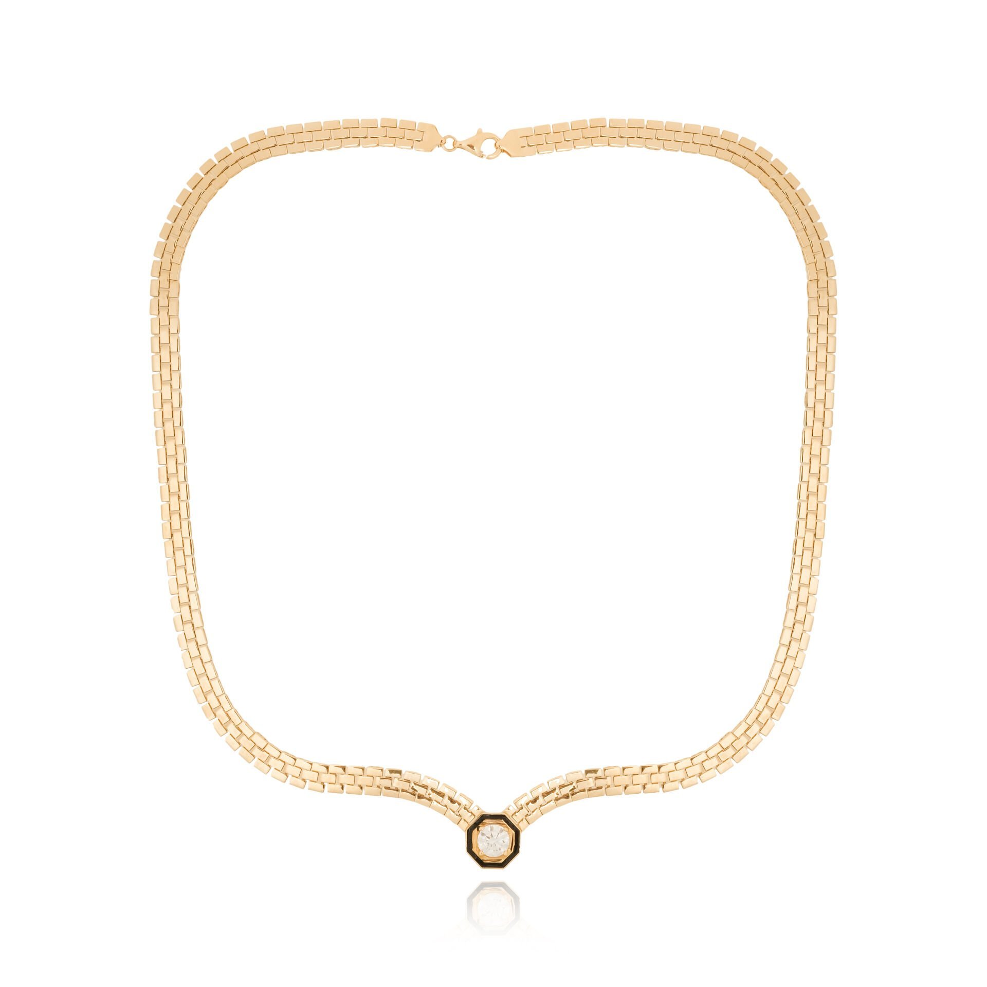 14 Ayar Altın Siyah Mineli Taşlı Kolye