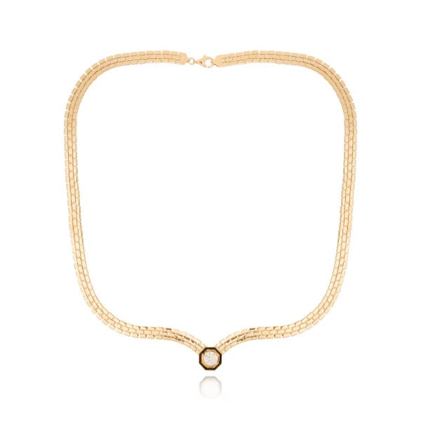 14 Ayar Altın Siyah Mineli Taşlı Kolye