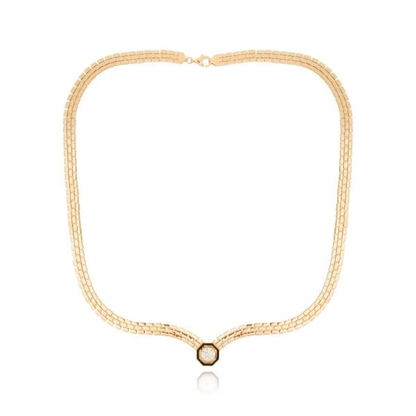 14 Ayar Altın Siyah Mineli Taşlı Kolye