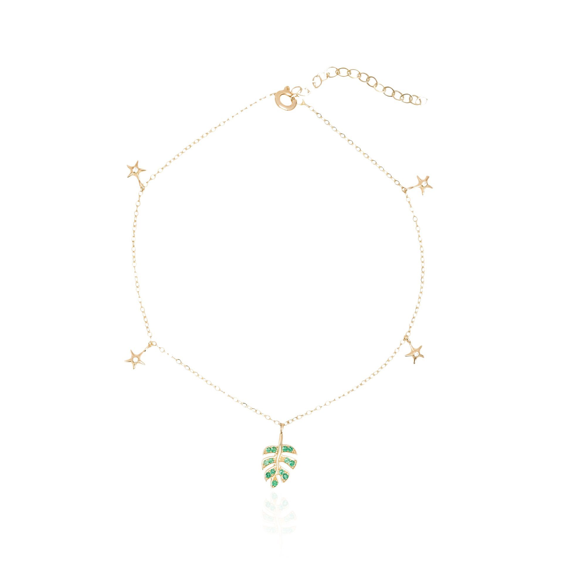 Yaprak ve Yıldız Figürlü Halhal 14 Ayar Altın