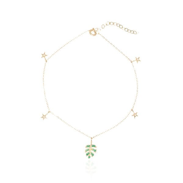 Yaprak ve Yıldız Figürlü Halhal 14 Ayar Altın