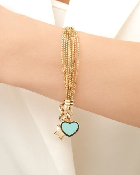 Cetaş Eterna 14 Ayar Altın Mavi Mine Kalp Bileklik